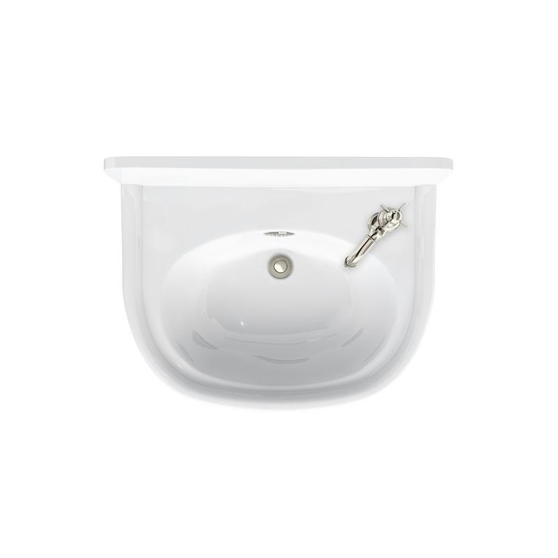 Arcade 500mm cloakroom basin with nickel overflow 